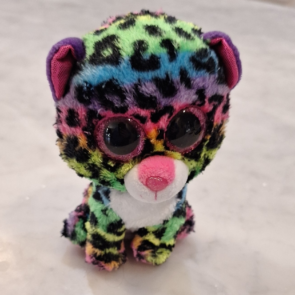 Ty Rainbow Leopard 6" Plush Lisa Frank Vibes "Dotty" Cat Kitty‎